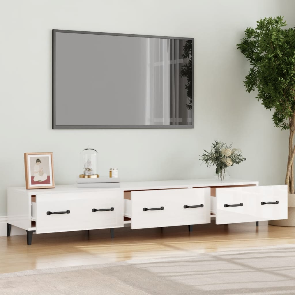TV-taso korkeakiilto valkoinen 150x34,5x30 cm tekninen puu - Sisustajankoti.fi