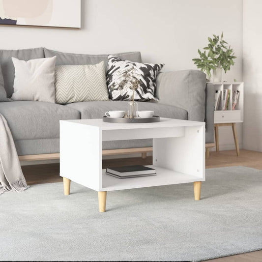 Sohvapöytä valkoinen 60x40x50 cm tekninen puu - Sisustajankoti.fi