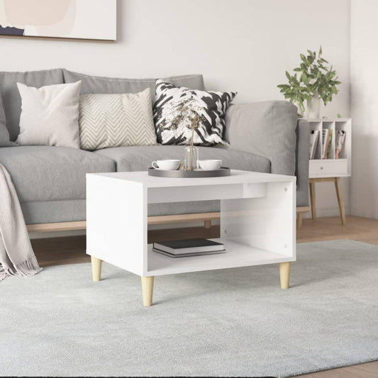 Sohvapöytä korkeakiilto valkoinen 60x40x50 cm tekninen puu - Sisustajankoti.fi