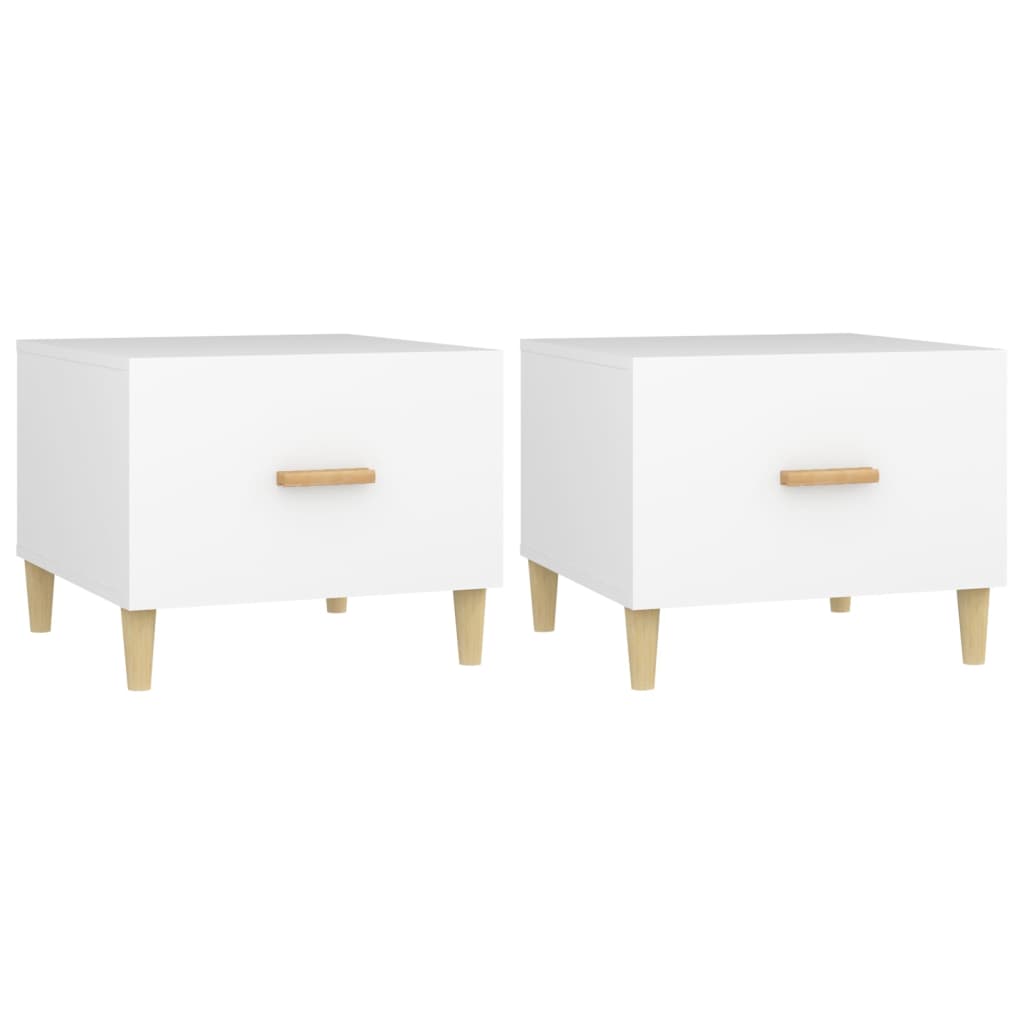 Sohvapöydät 2 kpl valkoinen 50x50x40 cm tekninen puu - Sisustajankoti.fi