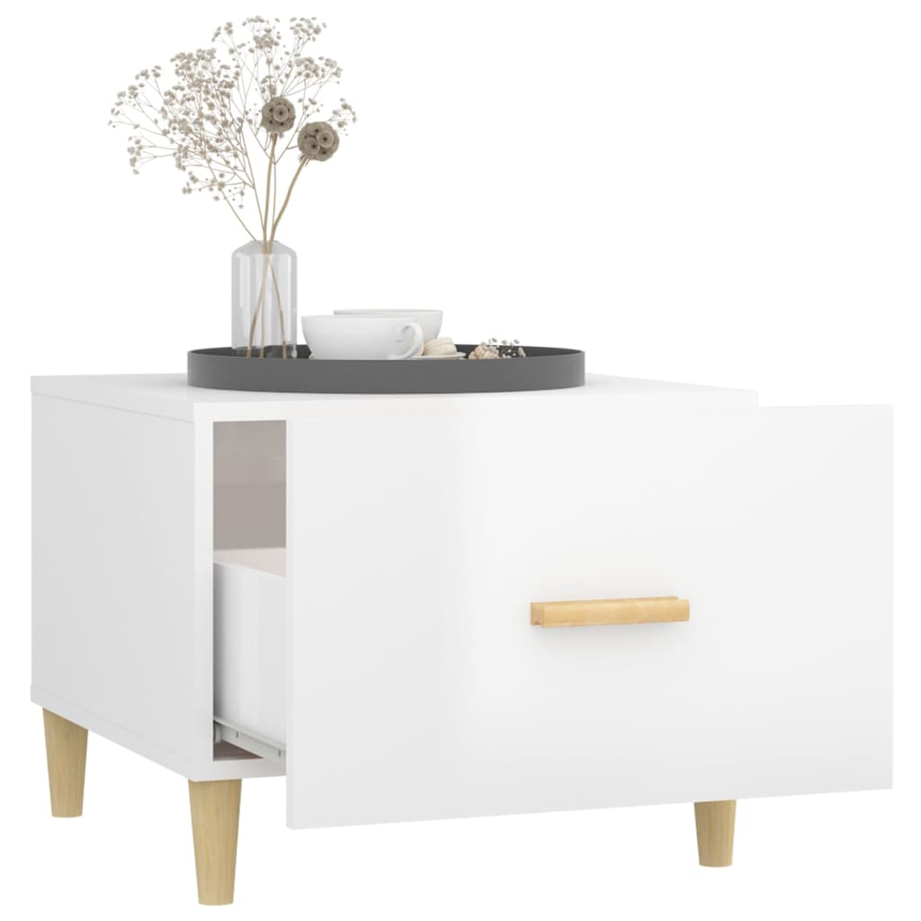 Sohvapöytä korkeakiilto valkoinen 50x50x40 cm tekninen puu - Sisustajankoti.fi