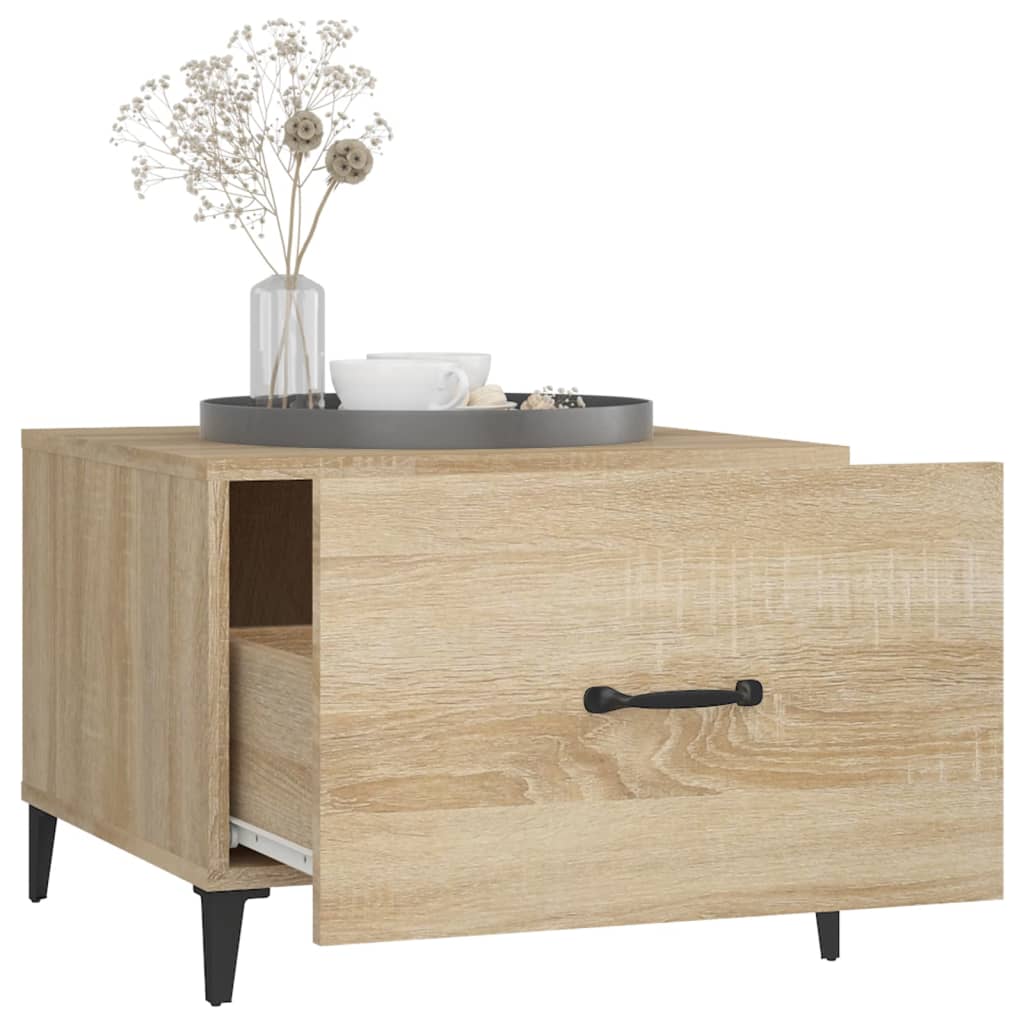 Sohvapöytä metallijaloilla 2 kpl Sonoma-tammi 50x50x40 cm - Sisustajankoti.fi