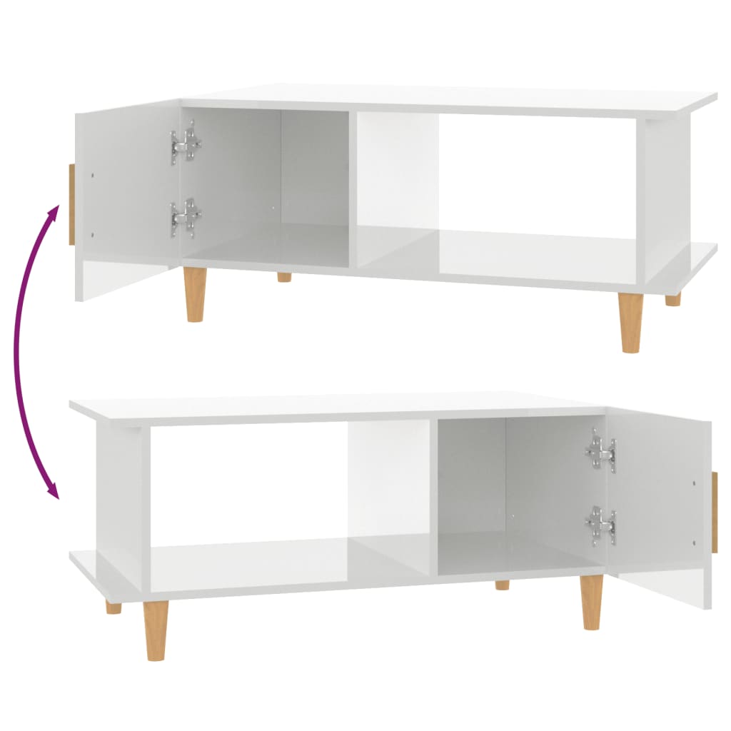 Sohvapöytä korkeakiilto valkoinen 90x50x40 cm tekninen puu - Sisustajankoti.fi