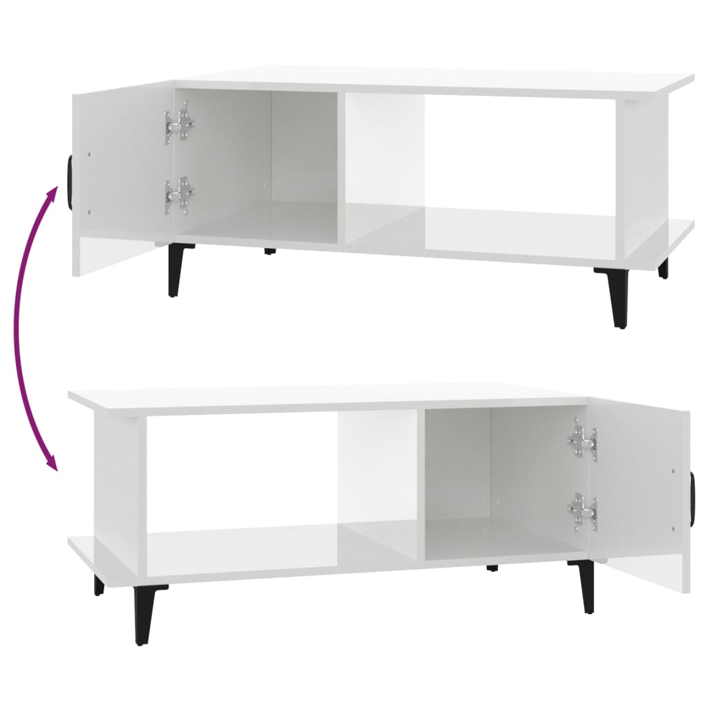 Sohvapöytä korkeakiilto valkoinen 90x50x40 cm tekninen puu - Sisustajankoti.fi