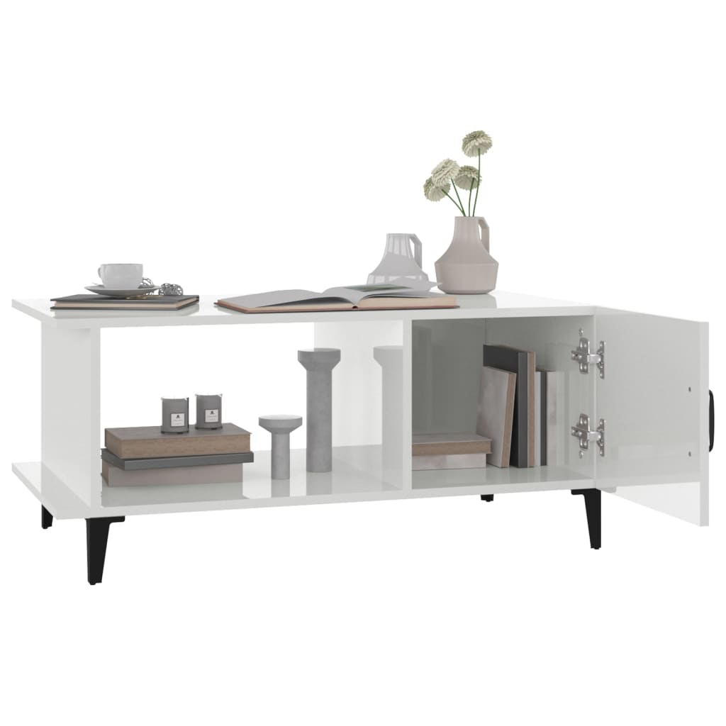 Sohvapöytä korkeakiilto valkoinen 90x50x40 cm tekninen puu - Sisustajankoti.fi