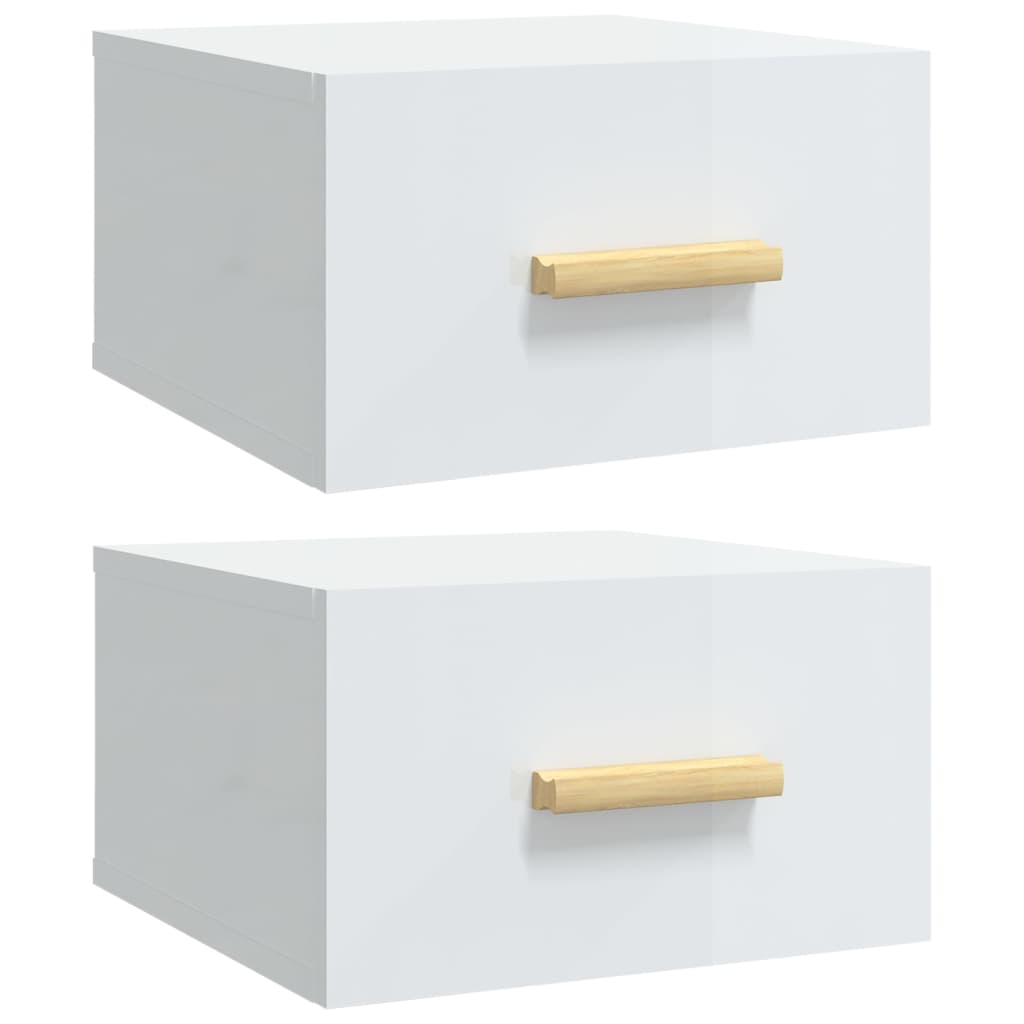 Seinäkiinnitettävät yöpöydät 2 kpl korkeak. valk. 35x35x20 cm - Sisustajankoti.fi