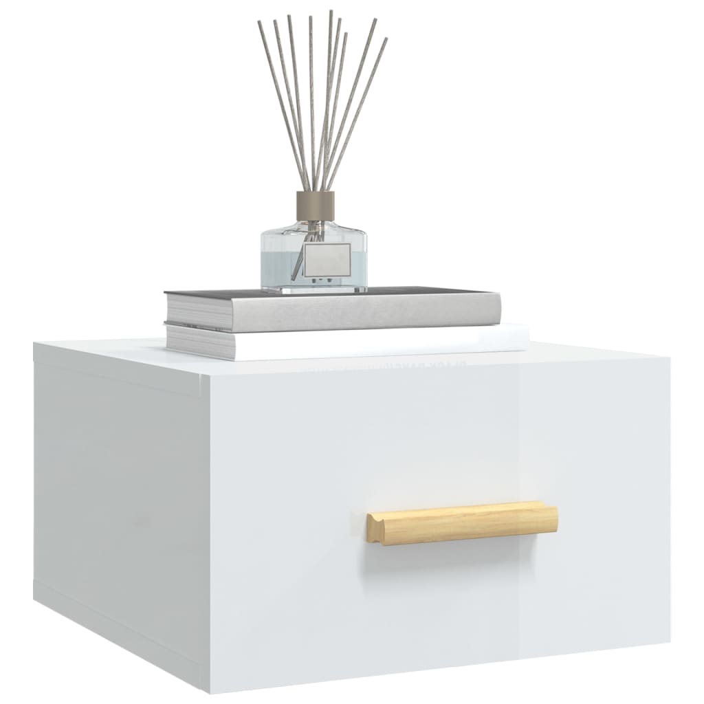 Seinäkiinnitettävät yöpöydät 2 kpl korkeak. valk. 35x35x20 cm - Sisustajankoti.fi