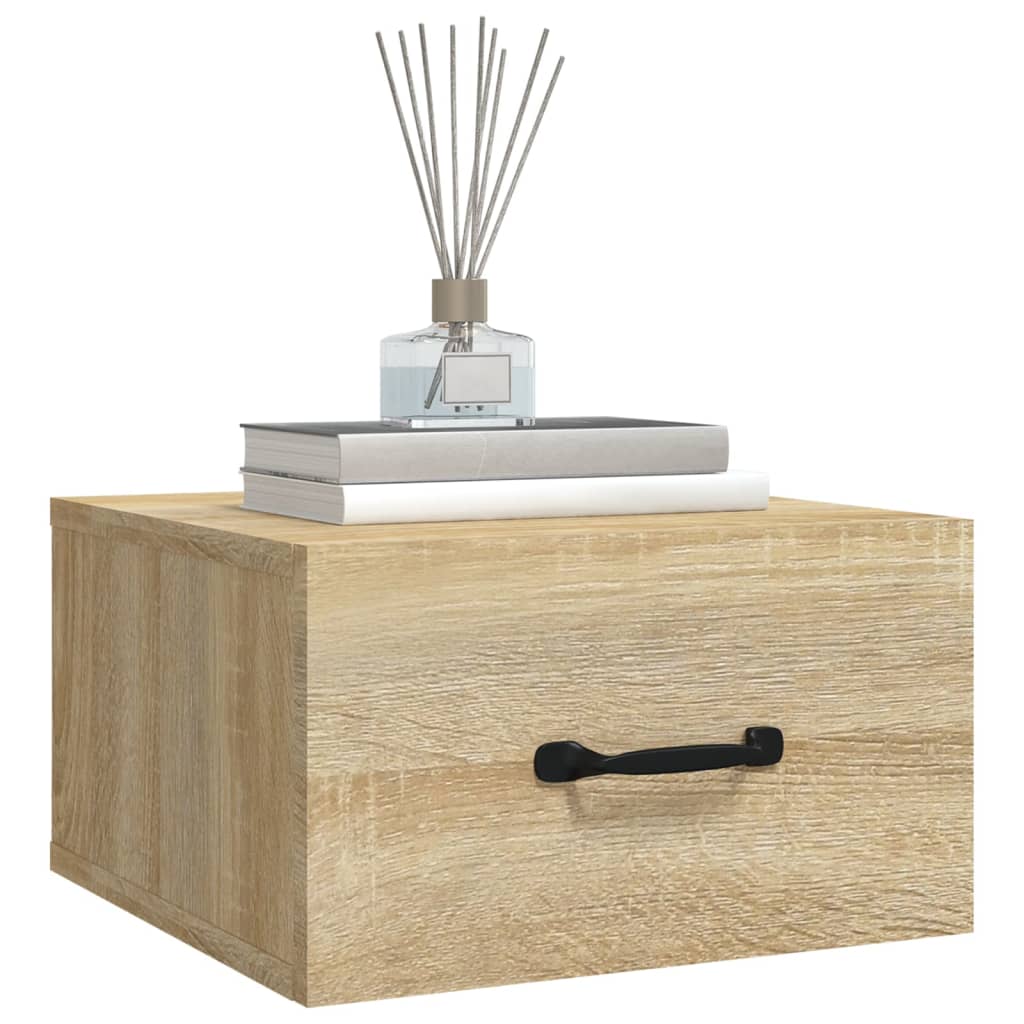 Seinäkiinnitettävät yöpöydät 2 kpl Sonoma-tammi 35x35x20 cm - Sisustajankoti.fi