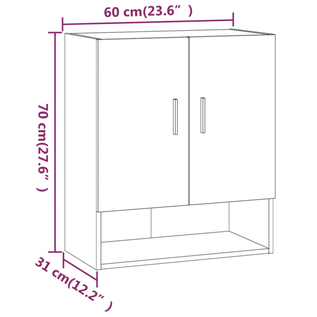 Seinäkaappi musta 60x31x70 cm tekninen puu - Sisustajankoti.fi