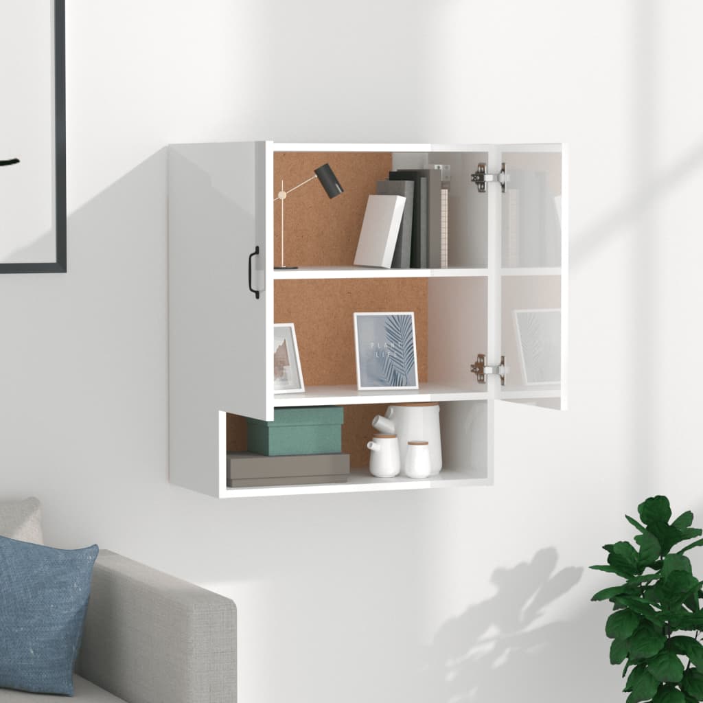 Seinäkaappi korkeakiilto valkoinen 60x31x70 cm tekninen puu - Sisustajankoti.fi