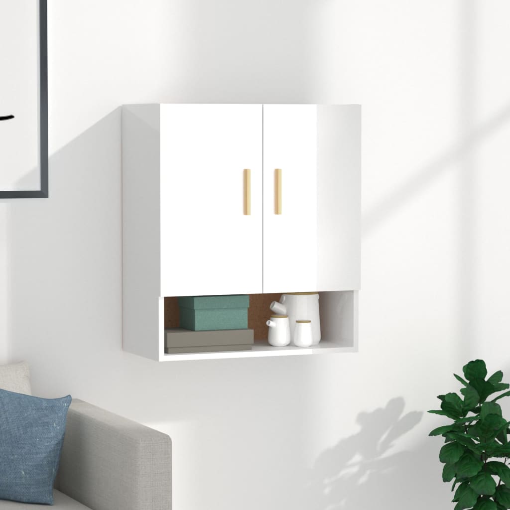 Seinäkaappi korkeakiilto valkoinen 60x31x70 cm tekninen puu - Sisustajankoti.fi