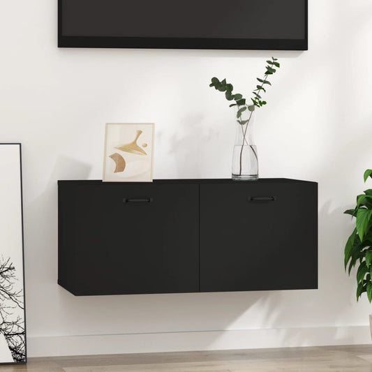Seinäkaappi musta 80x35x36,5 cm tekninen puu - Sisustajankoti.fi