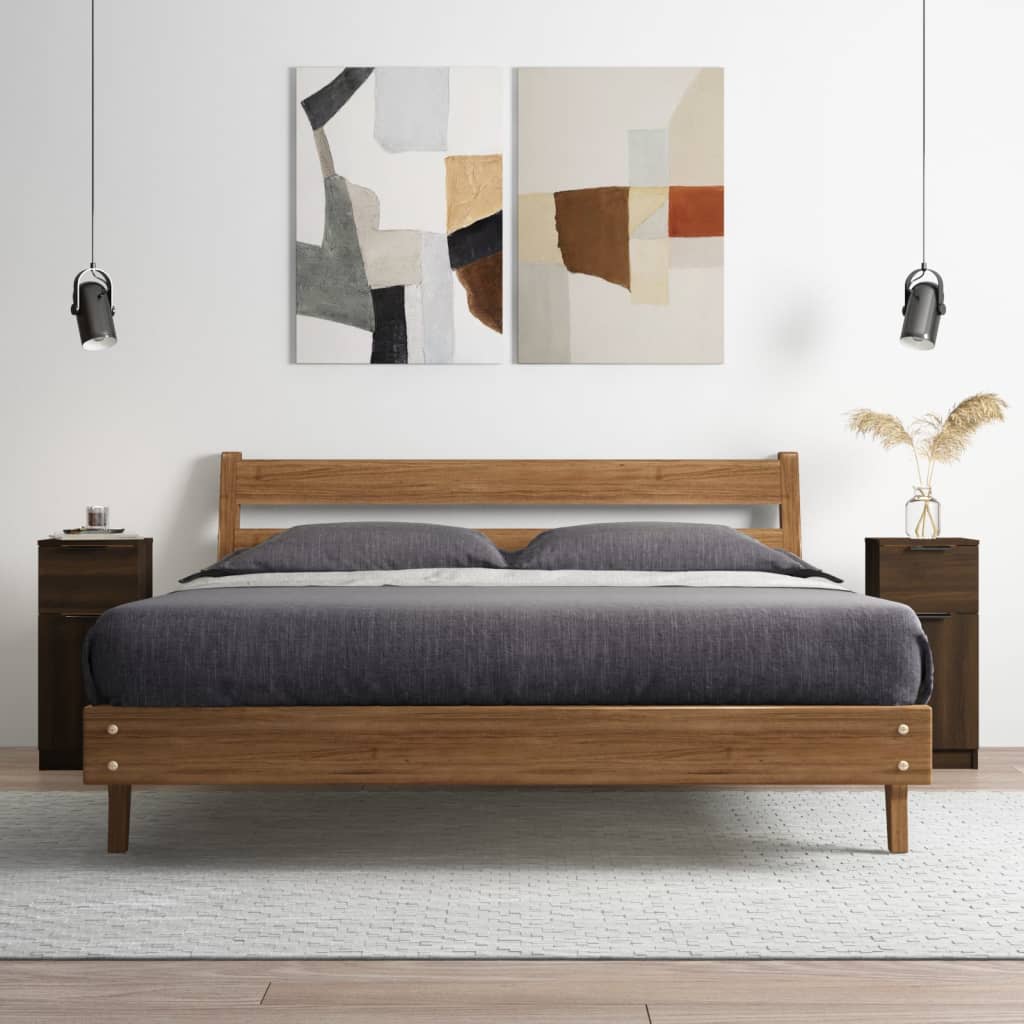 Senkit 2 kpl ruskea tammi 30x30x70 cm tekninen puu - Sisustajankoti.fi