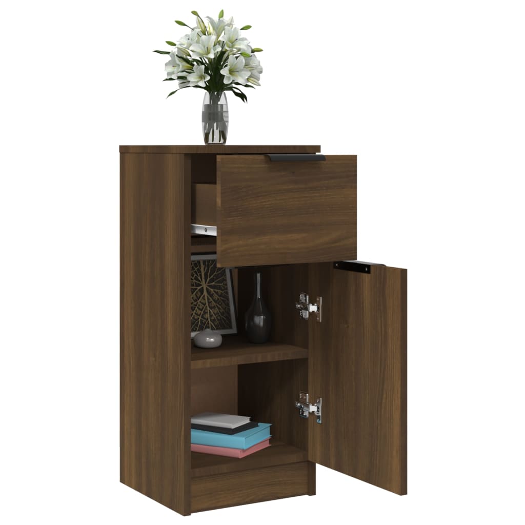 Senkit 2 kpl ruskea tammi 30x30x70 cm tekninen puu - Sisustajankoti.fi