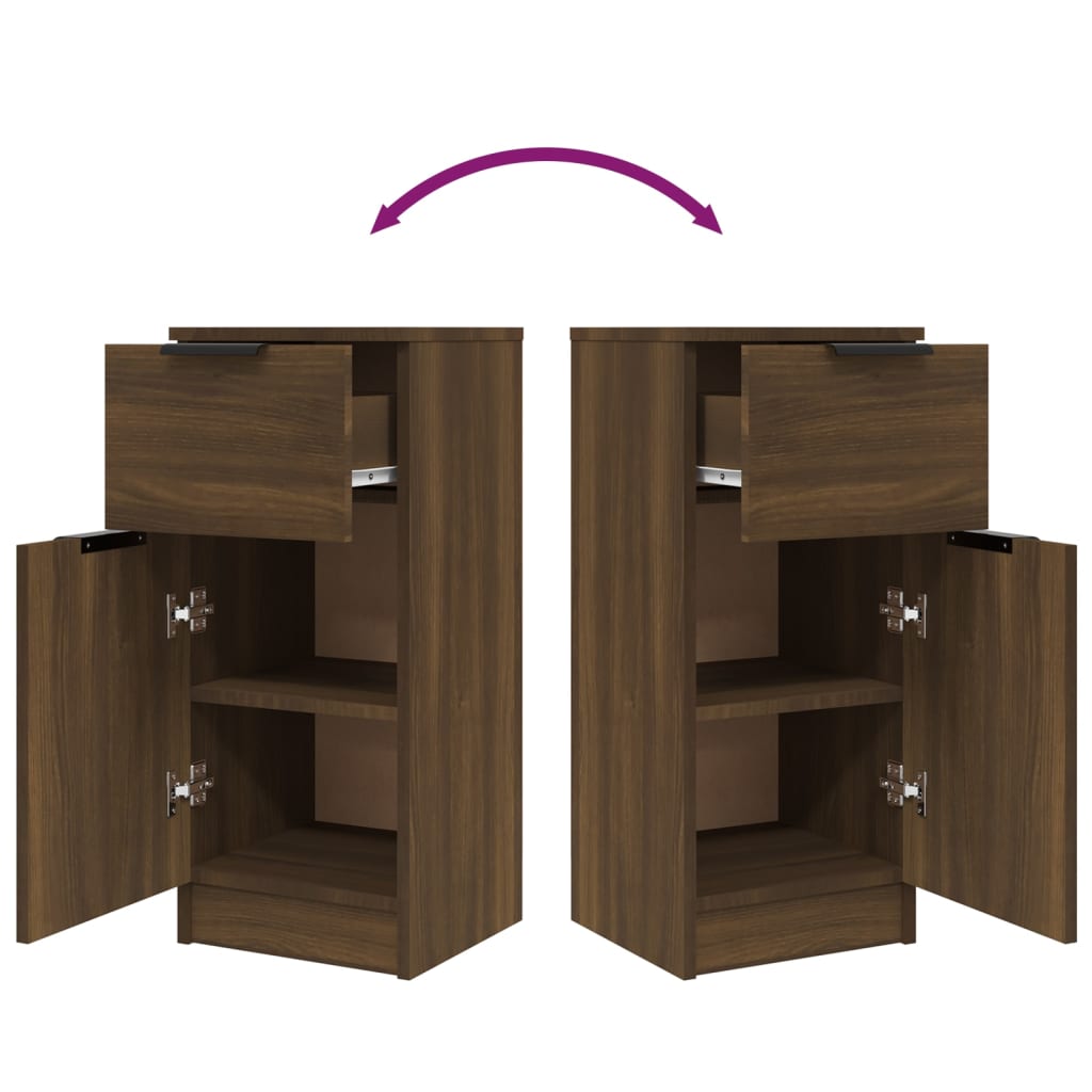 Senkit 2 kpl ruskea tammi 30x30x70 cm tekninen puu - Sisustajankoti.fi