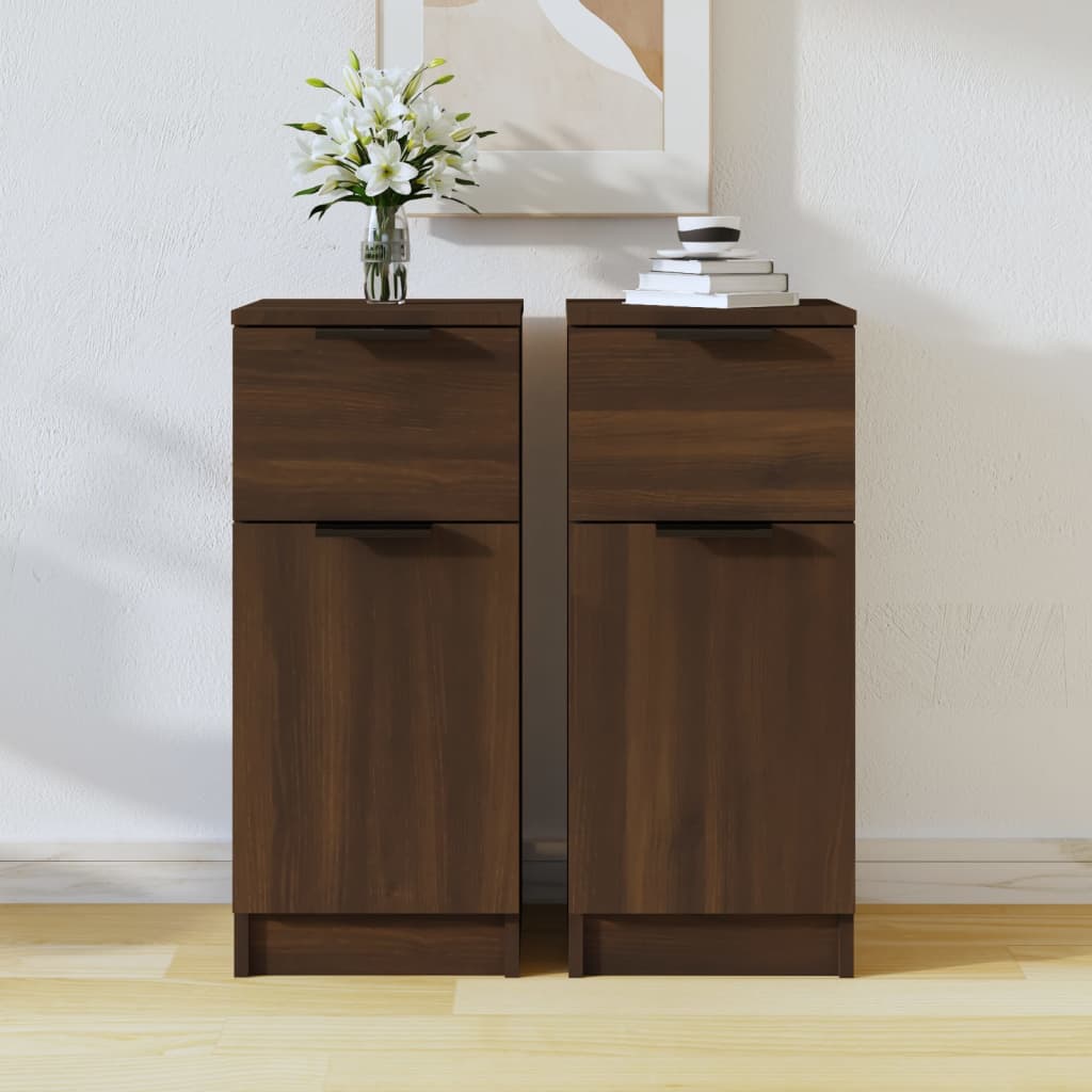 Senkit 2 kpl ruskea tammi 30x30x70 cm tekninen puu - Sisustajankoti.fi