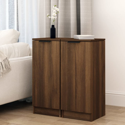 Senkit 2 kpl ruskea tammi 30x30x70 cm tekninen puu - Sisustajankoti.fi