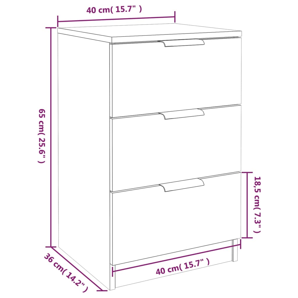 Yöpöydät 2 kpl ruskea tammi 40x36x65 cm - Sisustajankoti.fi
