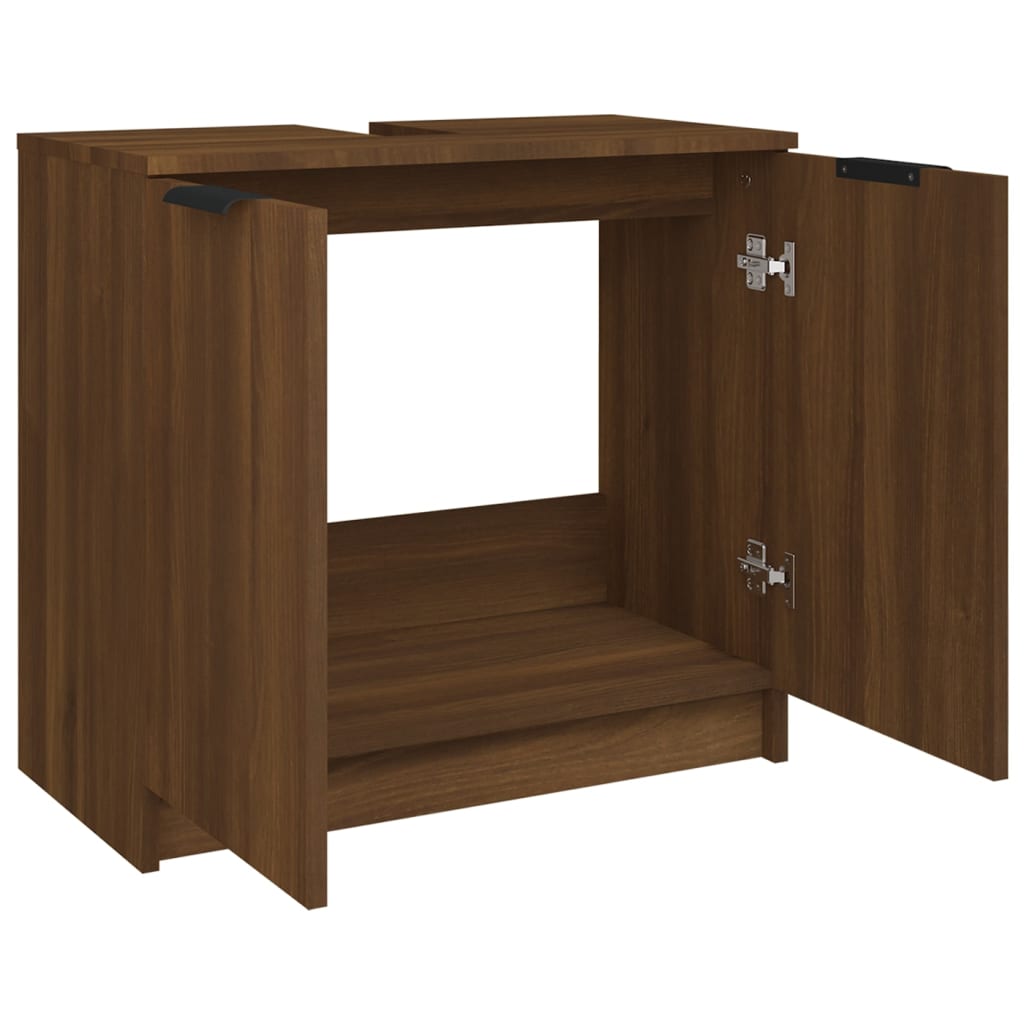 Kylpyhuoneen kaappi ruskea tammi 64,5x33,5x59 cm tekninen puu - Sisustajankoti.fi