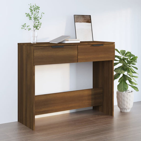Konsolipöytä ruskea tammi 90x36x75 cm tekninen puu - Sisustajankoti.fi