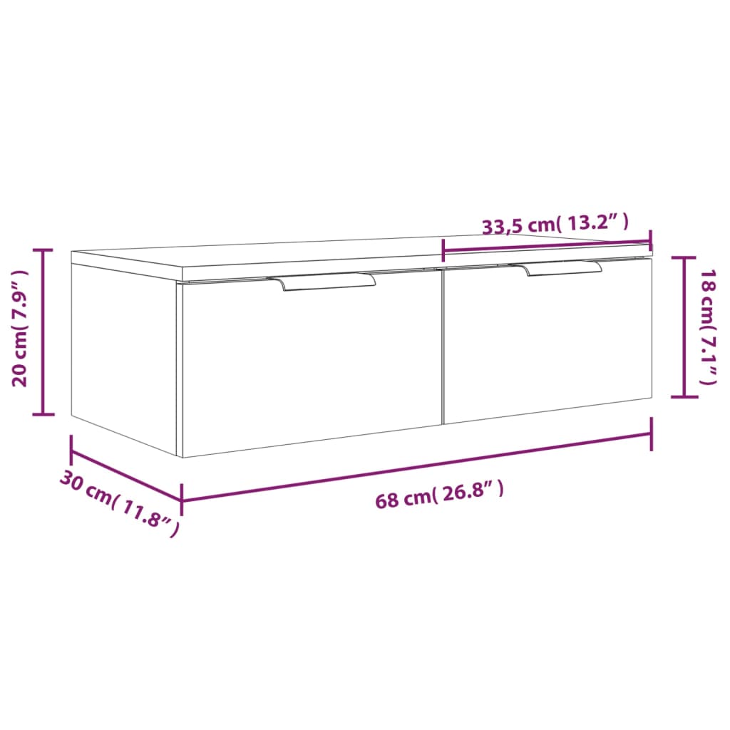 Seinäkaappi ruskea tammi 68x30x20 cm tekninen puu - Sisustajankoti.fi