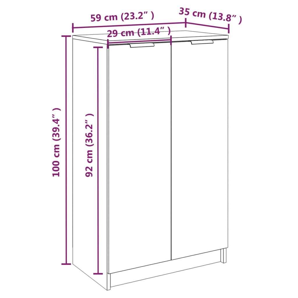 Kenkäkaappi ruskea tammi 59x35x100 cm tekninen puu - Sisustajankoti.fi