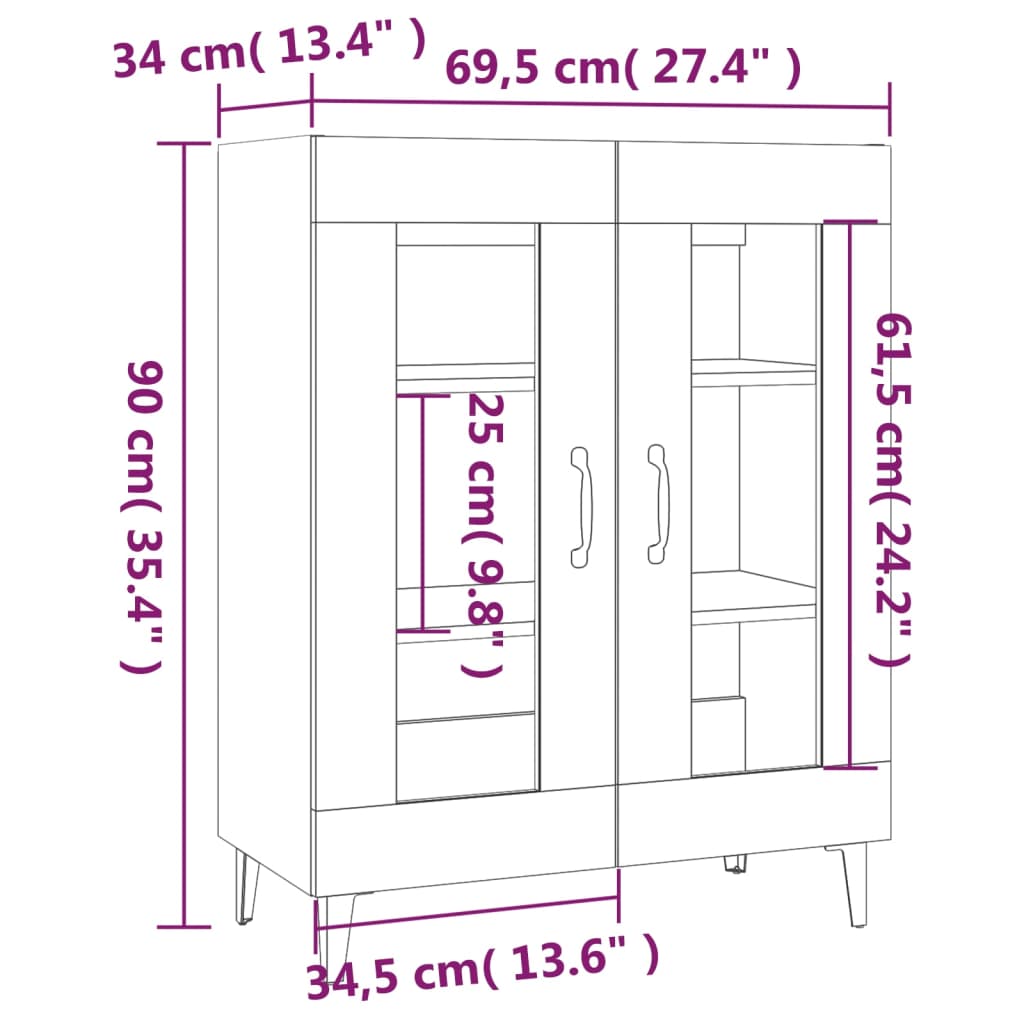 Senkki ruskea tammi 69,5x34x90 cm tekninen puu - Sisustajankoti.fi