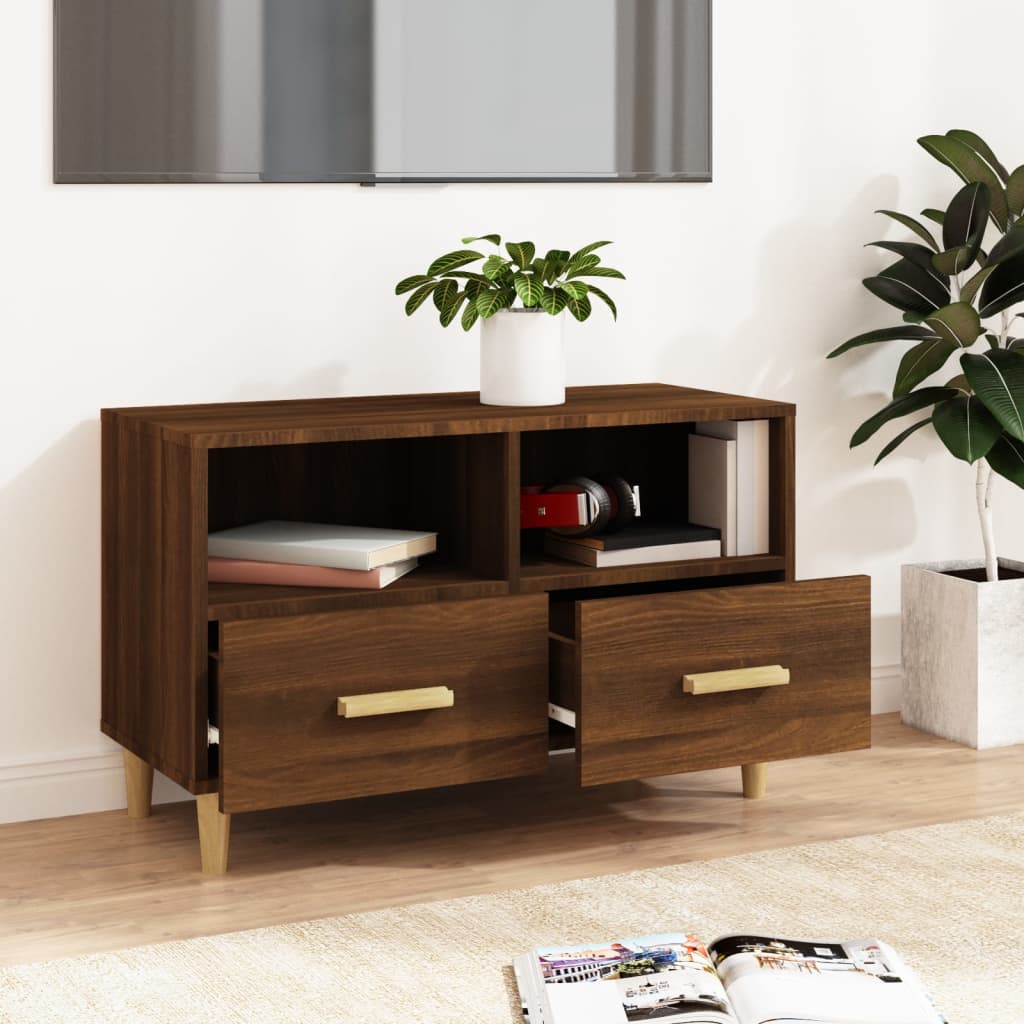 TV-taso ruskea tammi 80x36x50 cm tekninen puu - Sisustajankoti.fi