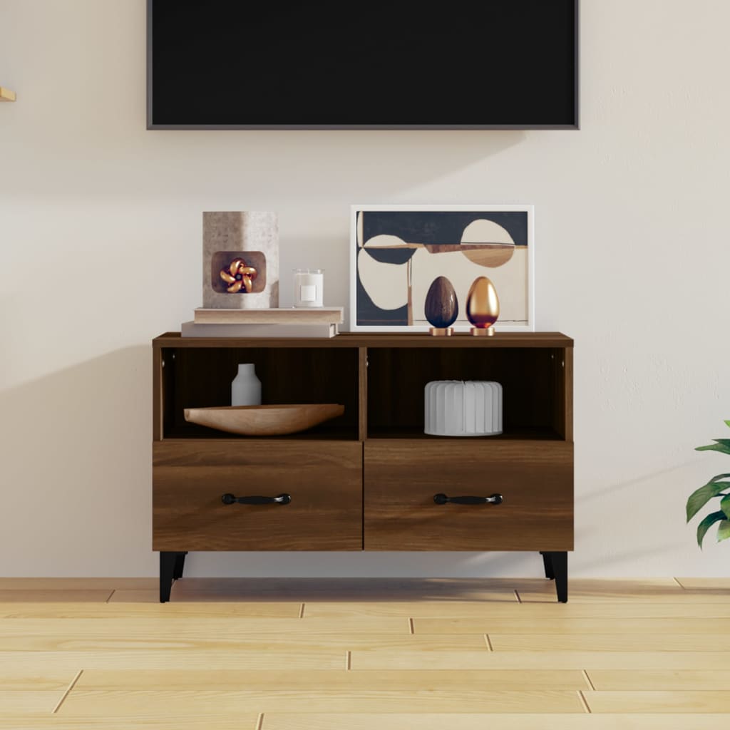 TV-taso ruskea tammi 80x36x50 cm tekninen puu - Sisustajankoti.fi