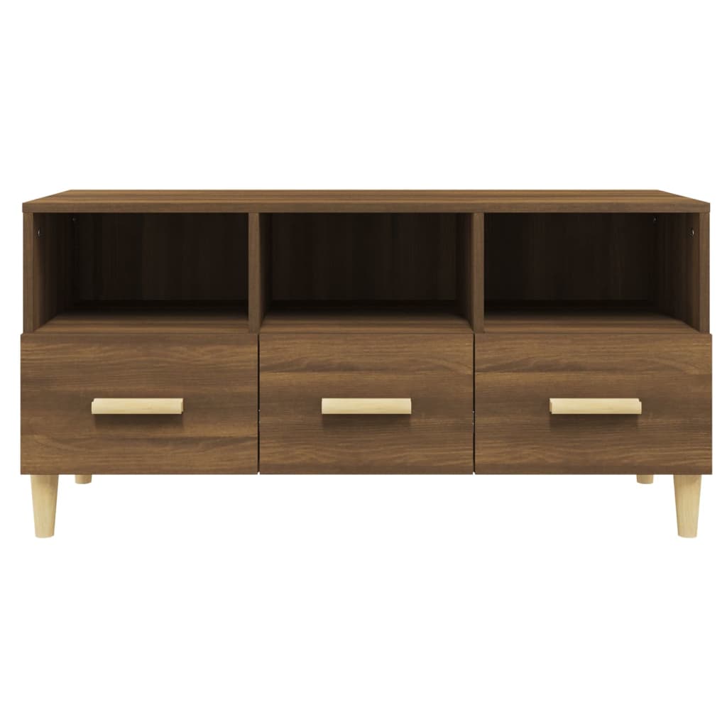 TV-taso ruskea tammi 102x36x50 cm tekninen puu - Sisustajankoti.fi