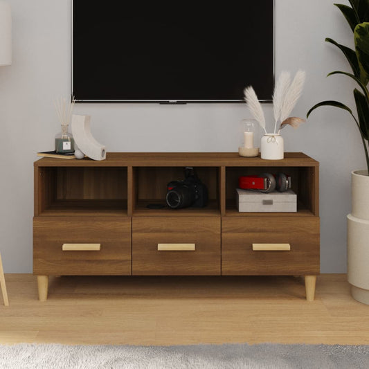 TV-taso ruskea tammi 102x36x50 cm tekninen puu - Sisustajankoti.fi