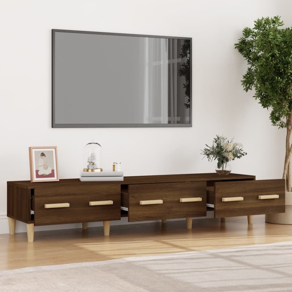 TV-taso ruskea tammi 150x34,5x30 cm tekninen puu - Sisustajankoti.fi
