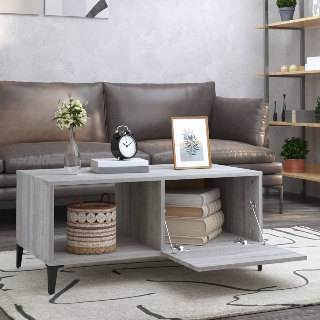 Sohvapöytä harmaa Sonoma 90x50x40 cm tekninen puu - Sisustajankoti.fi