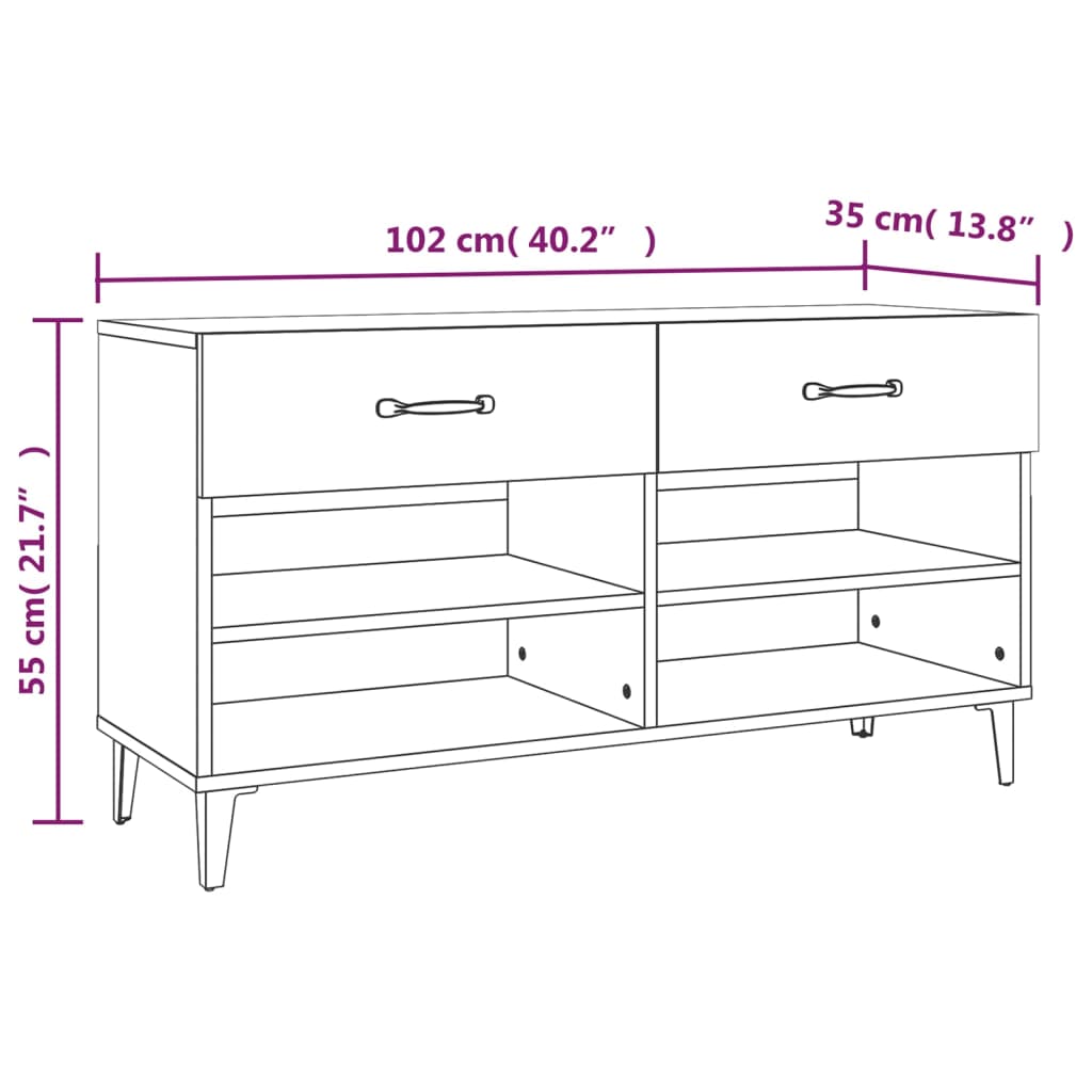 Kenkäkaappi harmaa Sonoma 102x35x55 cm tekninen puu - Sisustajankoti.fi