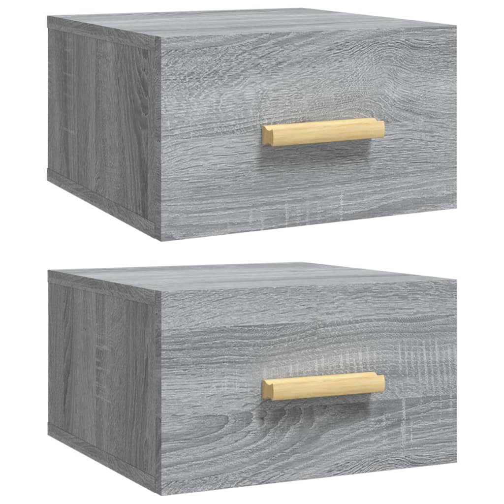 Seinäkiinnitettävät yöpöydät 2 kpl harmaa Sonoma 35x35x20 cm - Sisustajankoti.fi