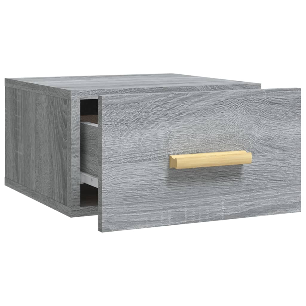 Seinäkiinnitettävät yöpöydät 2 kpl harmaa Sonoma 35x35x20 cm - Sisustajankoti.fi