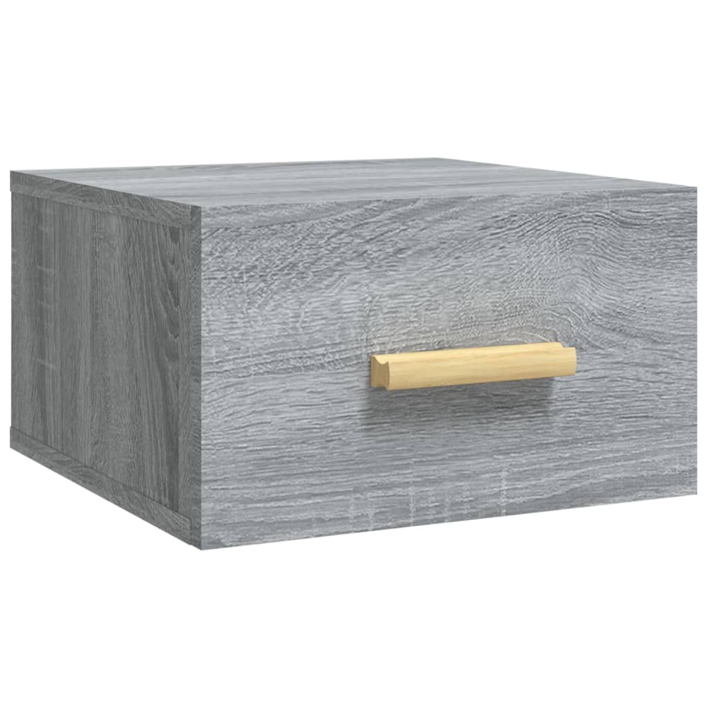 Seinäkiinnitettävät yöpöydät 2 kpl harmaa Sonoma 35x35x20 cm - Sisustajankoti.fi