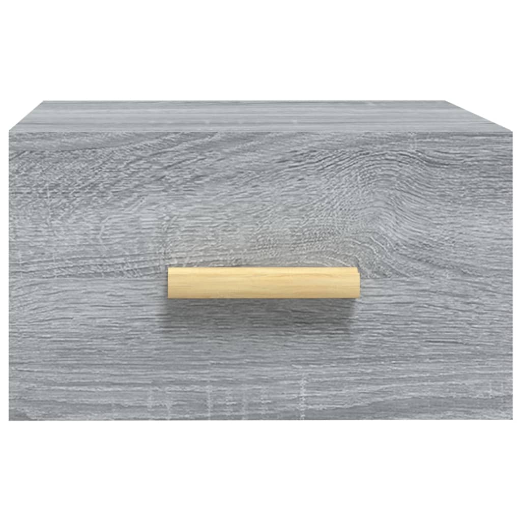 Seinäkiinnitettävät yöpöydät 2 kpl harmaa Sonoma 35x35x20 cm - Sisustajankoti.fi