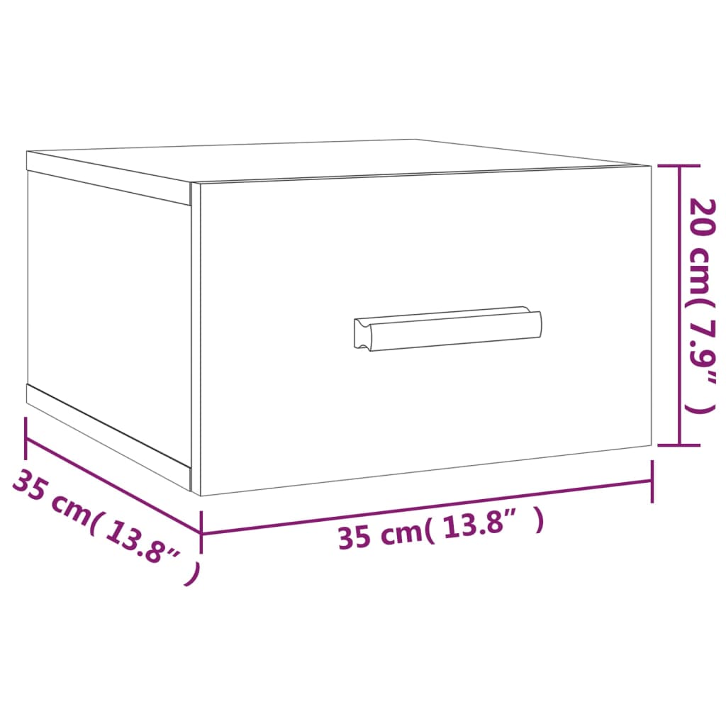 Seinäkiinnitettävät yöpöydät 2 kpl harmaa Sonoma 35x35x20 cm - Sisustajankoti.fi
