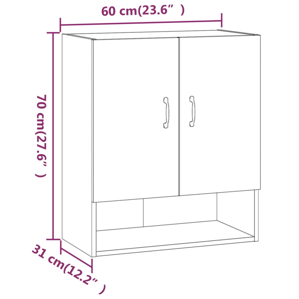 Seinäkaappi ruskea tammi 60x31x70 cm tekninen puu - Sisustajankoti.fi