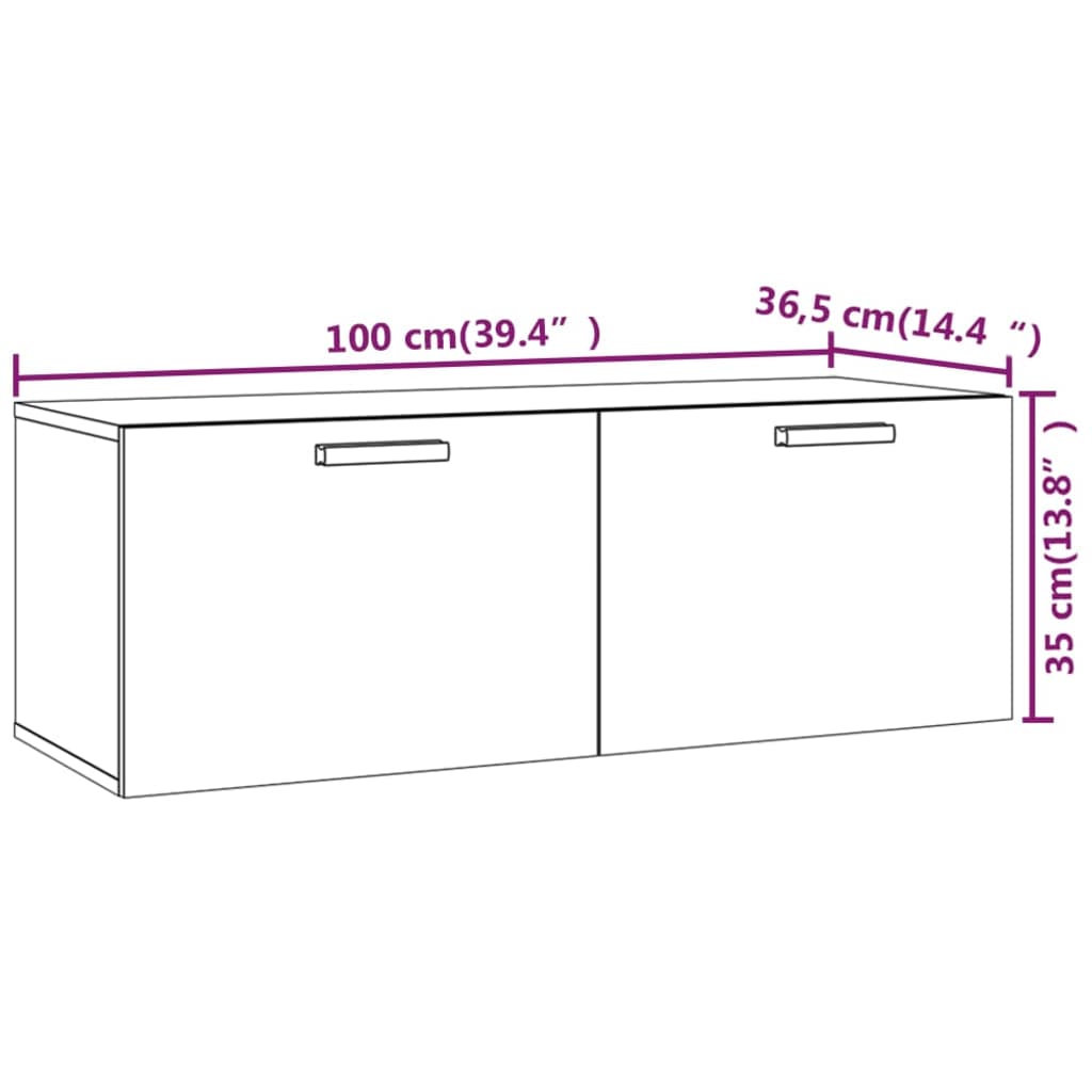 Seinäkaappi harmaa Sonoma 100x36,5x35 cm tekninen puu - Sisustajankoti.fi
