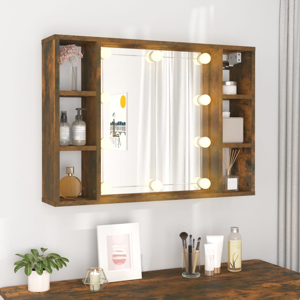 Peilikaappi LED-valoilla savutammi 76x15x55 cm - Sisustajankoti.fi