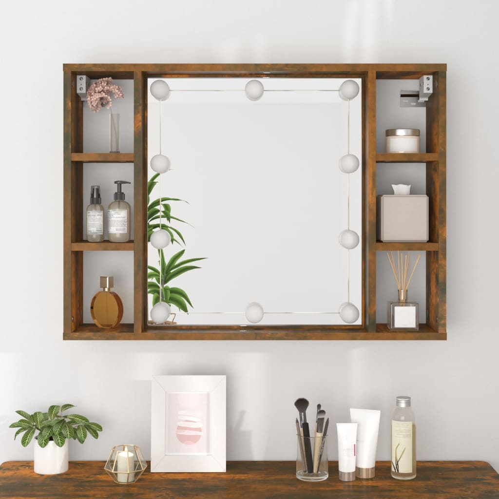 Peilikaappi LED-valoilla savutammi 76x15x55 cm - Sisustajankoti.fi
