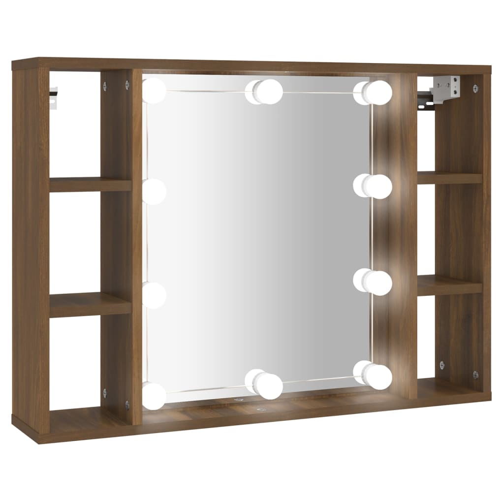 Peilikaappi LED-valoilla ruskea tammi 76x15x55 cm - Sisustajankoti.fi
