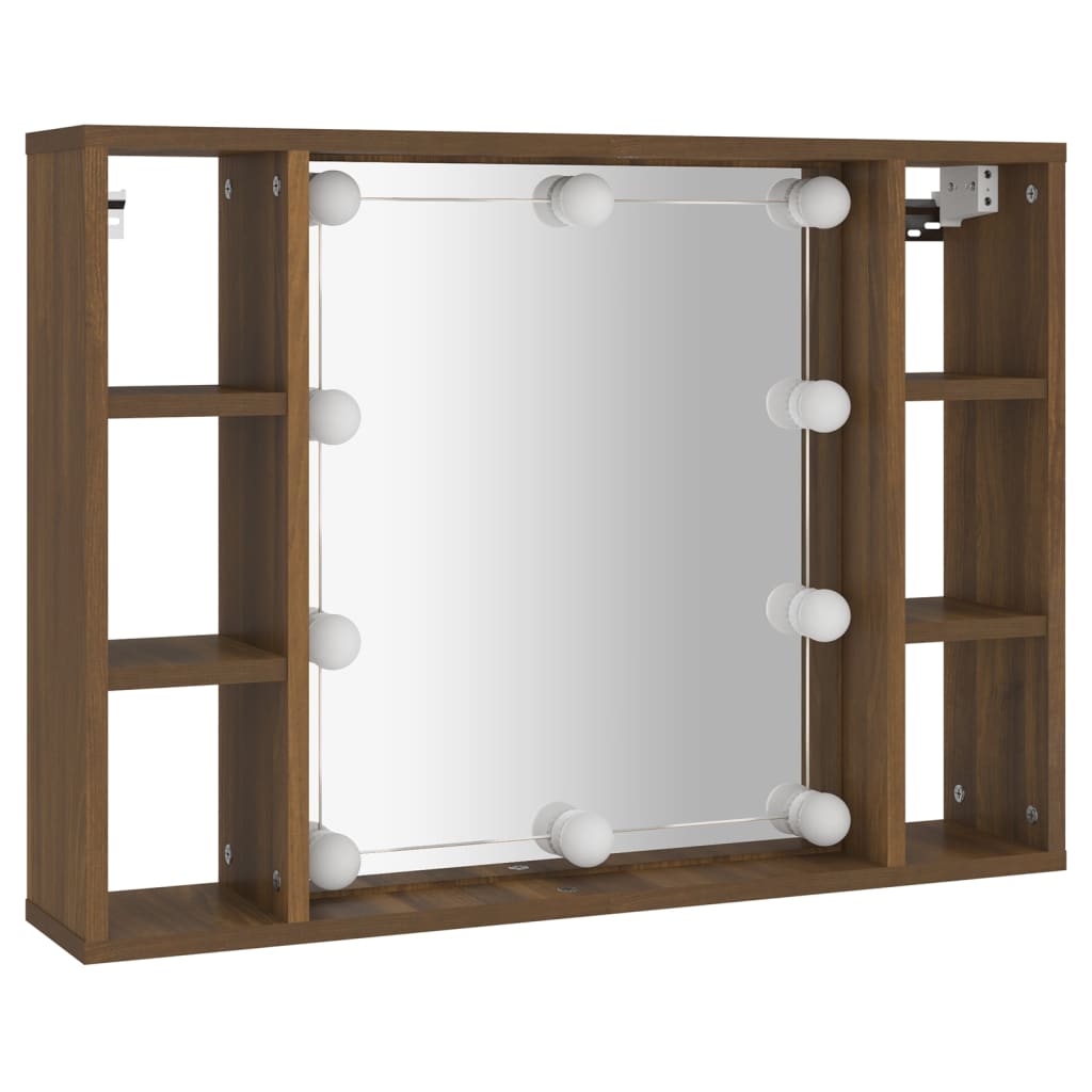 Peilikaappi LED-valoilla ruskea tammi 76x15x55 cm - Sisustajankoti.fi