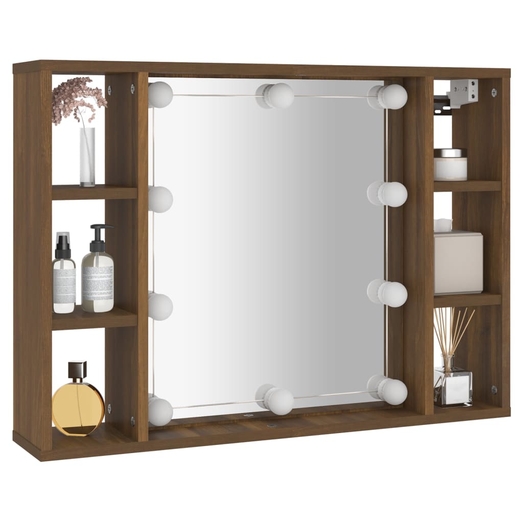 Peilikaappi LED-valoilla ruskea tammi 76x15x55 cm - Sisustajankoti.fi