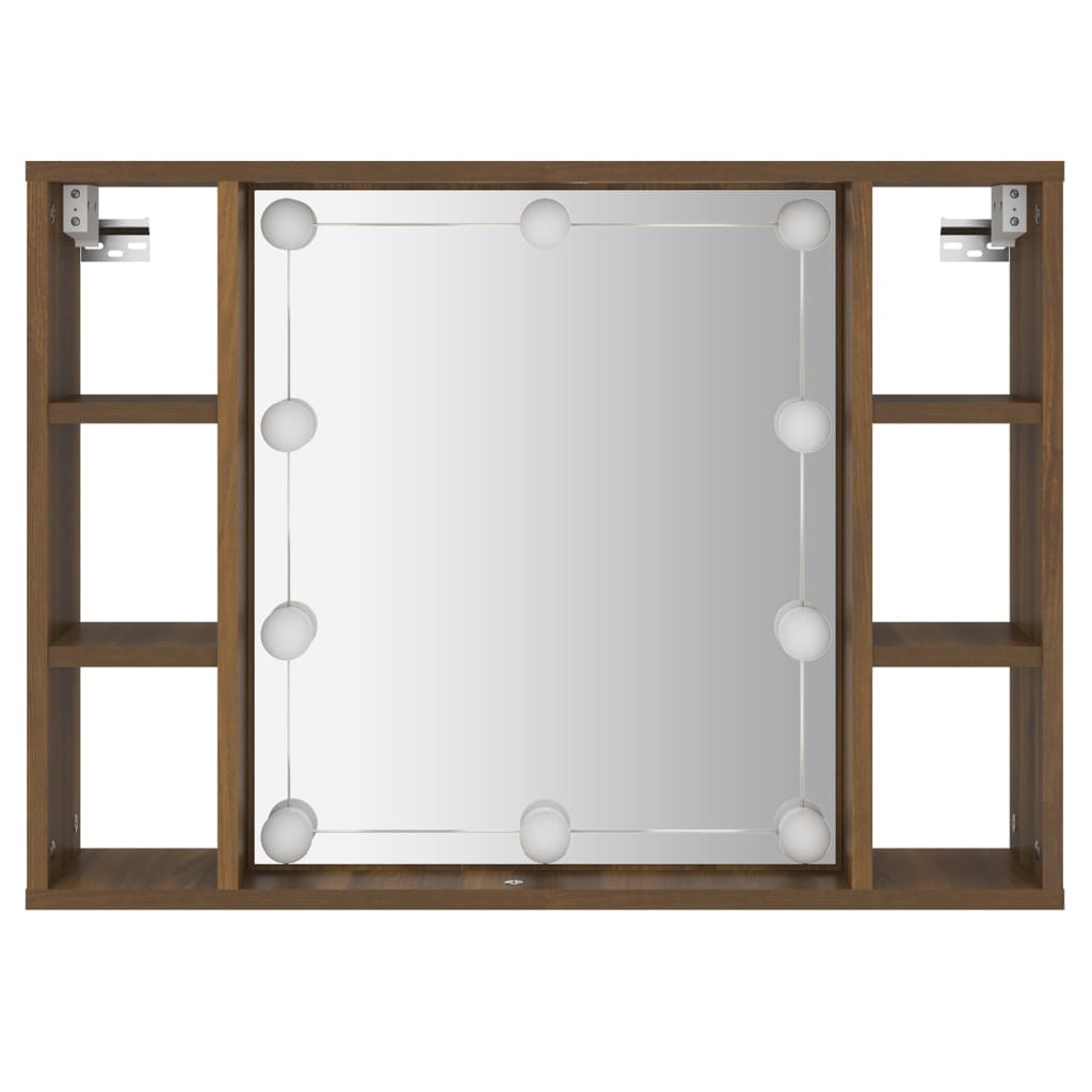 Peilikaappi LED-valoilla ruskea tammi 76x15x55 cm - Sisustajankoti.fi
