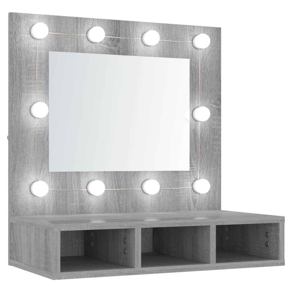 Peilikaappi LED-valoilla harmaa Sonoma 60x31,5x62 cm - Sisustajankoti.fi