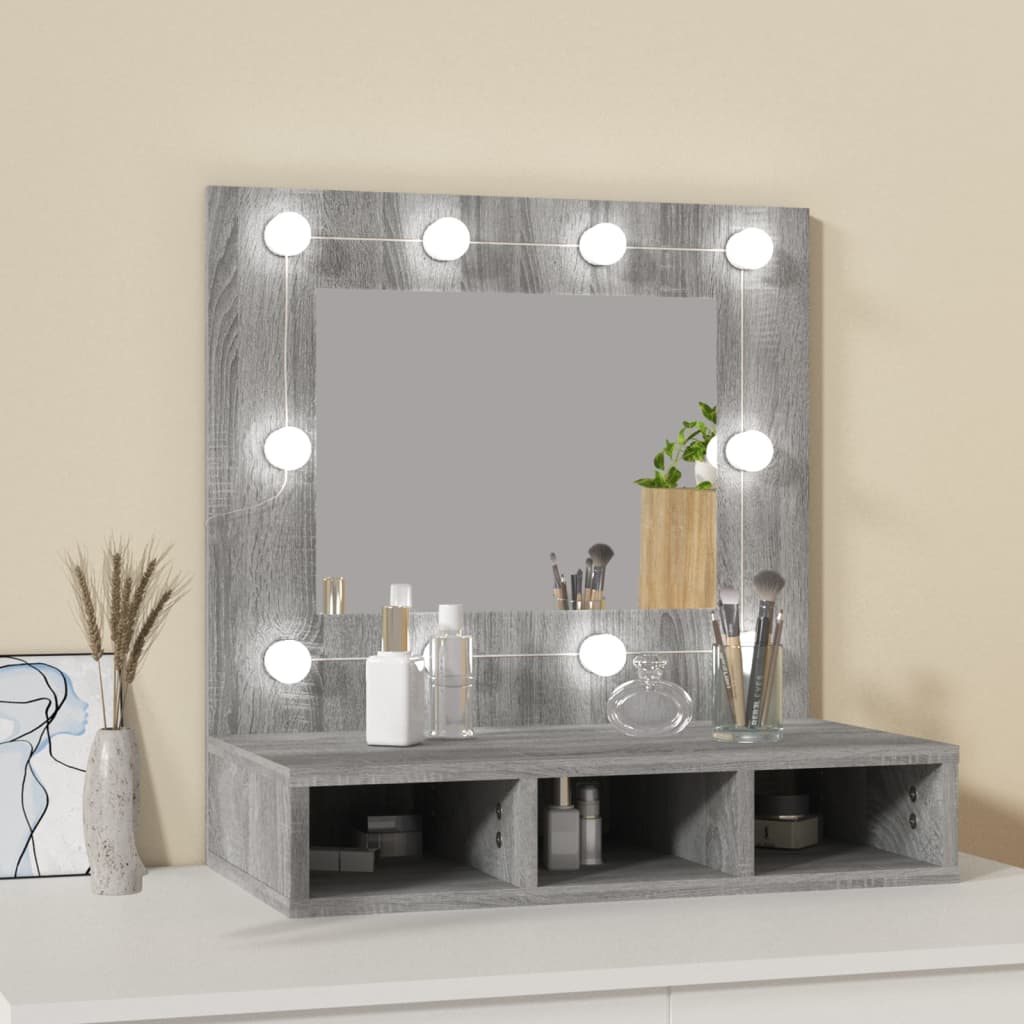 Peilikaappi LED-valoilla harmaa Sonoma 60x31,5x62 cm - Sisustajankoti.fi