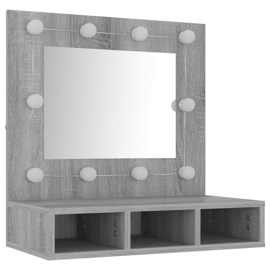 Peilikaappi LED-valoilla harmaa Sonoma 60x31,5x62 cm - Sisustajankoti.fi